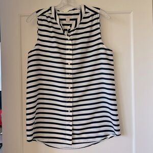 J Crew navy/white stripe sleeveless blouse